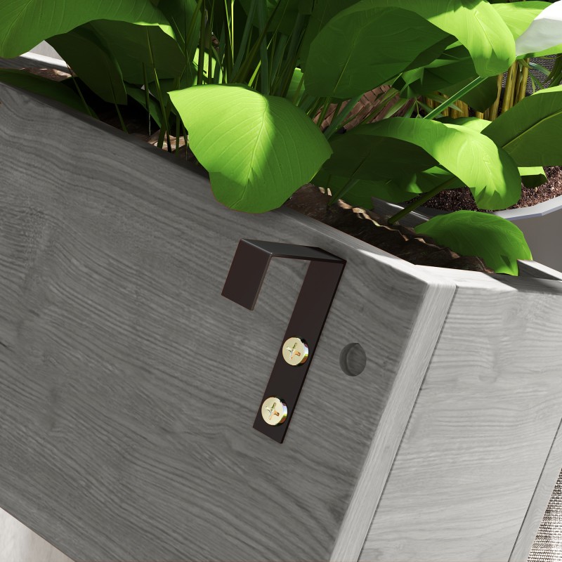 Seinään kiinnitettävä kukkalaatikkosetti ulkokäyttöön, massiivipuuta, 60 x 16 x 80 cm, harmaa