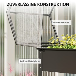 Korotettu viljelylaatikko kasvihuonekatteella, metalli, 60 x 60 x 120 cm, musta