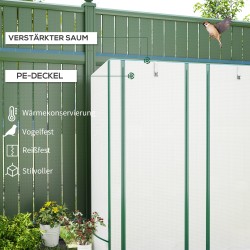 Minikasvihuone 3-tasoinen hylly teräs ja muovi 144 x 48 x 152 cm valkoinen