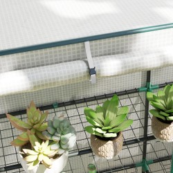 Minikasvihuone 3-tasoinen hylly teräs ja muovi 144 x 48 x 152 cm valkoinen