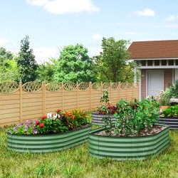 Korotettu viljelylaari puutarhaan 2 kpl, sinkitty teräs, avoin pohja, 181 x 93 x 30 cm, vihreä