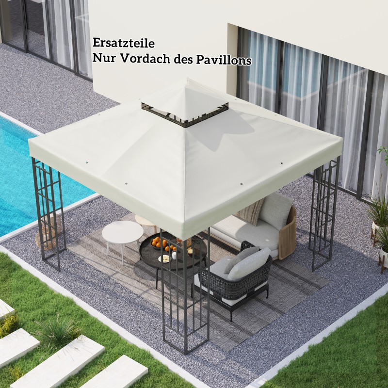 Paviljongin varaosakate 3 x 3 m, 600D polyesteri, UPF30+, vedenpoistoaukot, vaaleanharmaa