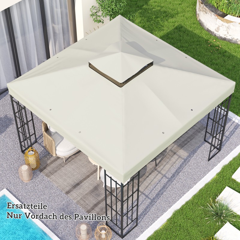 Paviljongin varaosakate 3 x 3 m, 600D polyesteri, UPF30+, vedenpoistoaukot, vaaleanharmaa