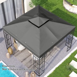 Paviljongin vaihtokatto 3 x 3 m, 600D polyesteri, vedenpoistoaukot, UPF30+, tummanharmaa