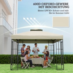 Paviljongin varaosakatto 3 x 3 m, polyesteri, UPF30+, vedenpoistoaukot, kermanvalkoinen