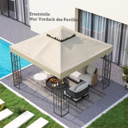 Paviljongin varaosakatto 3 x 3 m, polyesteri, UPF30+, vedenpoistoaukot, kermanvalkoinen