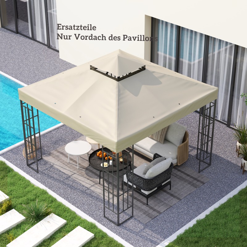 Paviljongin varaosakatto 3 x 3 m, polyesteri, UPF30+, vedenpoistoaukot, kermanvalkoinen