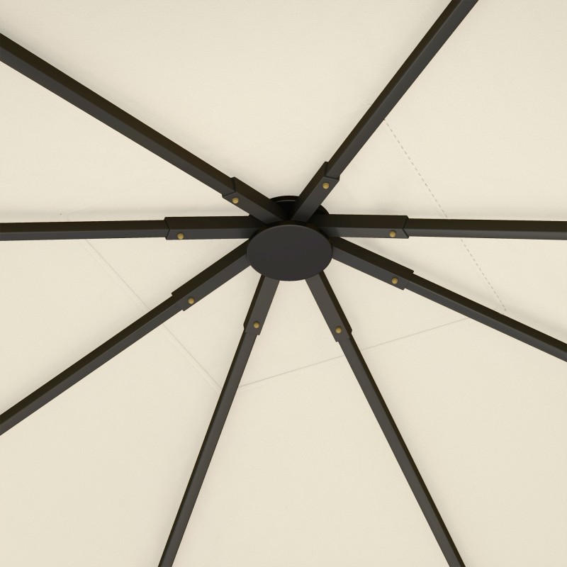 Puutarhapaviljongin vaihtokatos Oxford 600D 3 x 3 m cremevalkoinen, 8 vedenpoistoaukkoa