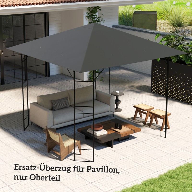 Paviljongin vaihtokatos 3 x 3 m, Oxford-kangas 370 g/m², UPF30+, harmaa