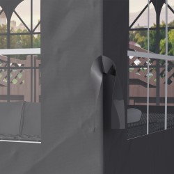 Paviljongin sivuverhot ulkokäyttöön, polyesteri, 3 x 4 m, 4 kpl, tummanharmaa