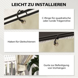 Puutarhateltan sivuseinät 3 x 3 m, 4 kpl, polyesteri, vetoketju, cremevalkoinen