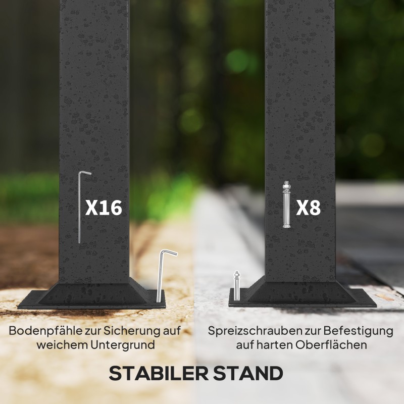 Puutarhapaviljonki metallirungolla 3,3 x 4 m, kaksitasoinen katto, verkolliset verhot, khaki