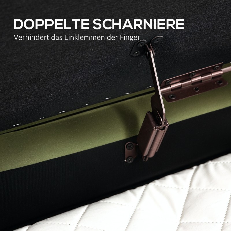 Säilytyspenkki samettimaisella kankaalla ja metallijaloilla, 108×44×43,5 cm, vihreä