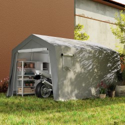 Puutarhan säilytysteltta polkupyörille ja työkaluille, metalli/PE, 300 x 447 x 255 cm, vaaleanharmaa