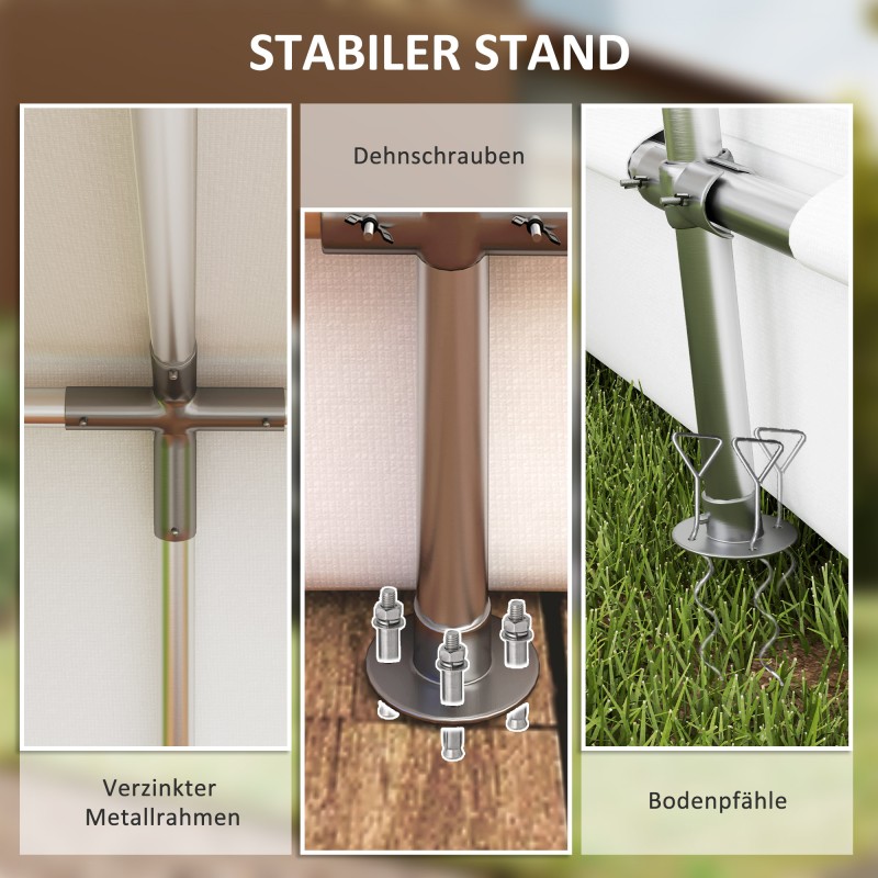 Puutarhan säilytysteltta polkupyörille ja työkaluille, metalli/PE, 300 x 447 x 255 cm, vaaleanharmaa