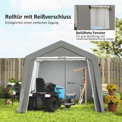 Puutarhan säilytysteltta polkupyörille ja työkaluille, metalli/PE, 300 x 447 x 255 cm, vaaleanharmaa