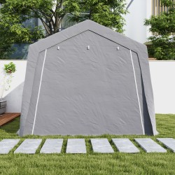 Puutarhan säilytysteltta polkupyörille ja työkaluille, metalli/PE, 300 x 447 x 255 cm, vaaleanharmaa