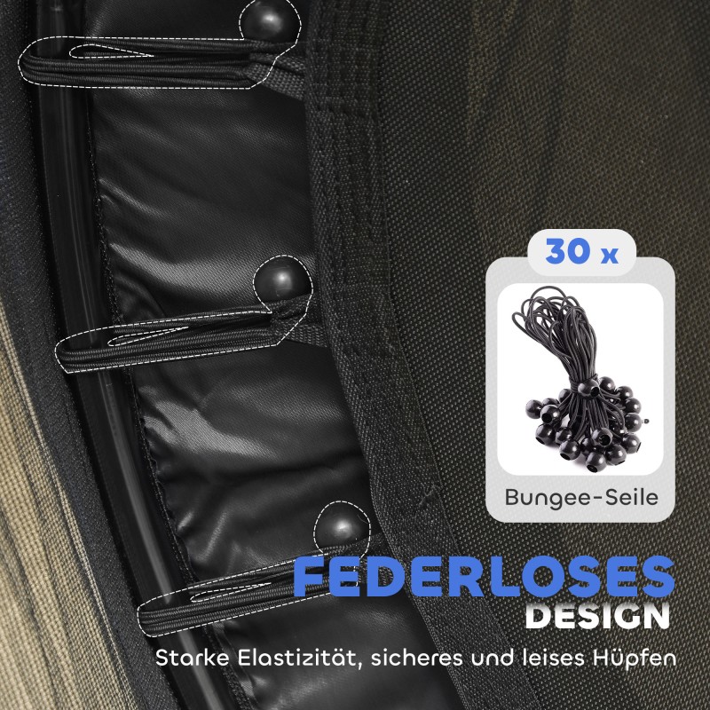 Lasten trampoliini turvaverkolla, jouseton, Ø140 cm, teräs ja muovi, max 50 kg, musta