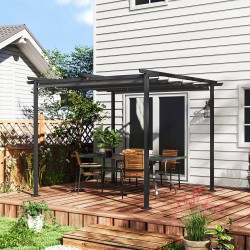 Puutarhan terassikatos pergola metallirunko 3 x 3 m säädettävä katto UPF30+ tummanharmaa