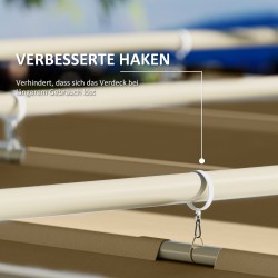 Puutarhan pergola liukuvalla katoksella 3 x 3 m metalli/polyesteri khaki UPF30+