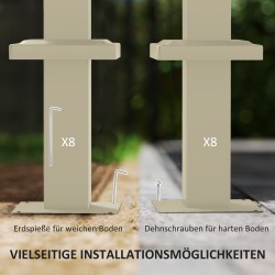 Puutarhan pergola liukuvalla katoksella 3 x 3 m metalli/polyesteri khaki UPF30+