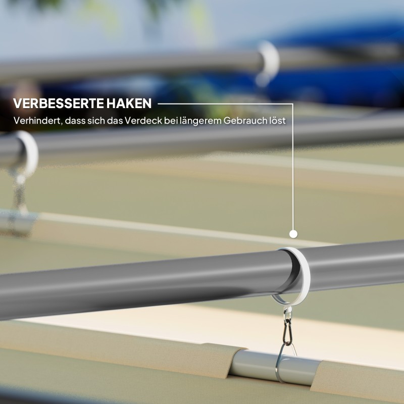 Puutarhan terassikatos pergola metallirunko 3 x 3 m sisäänvedettävä katto beige