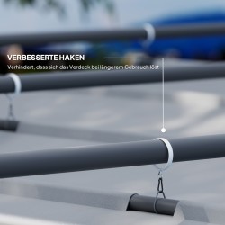 Puutarhapergola vedettävällä katoksella 3 x 3 m metallirunko harmaa UPF30+