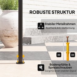 Grillikatos LED-valaistuksella 240 x 150 x 258 cm teräs ja polyesteri tummanharmaa