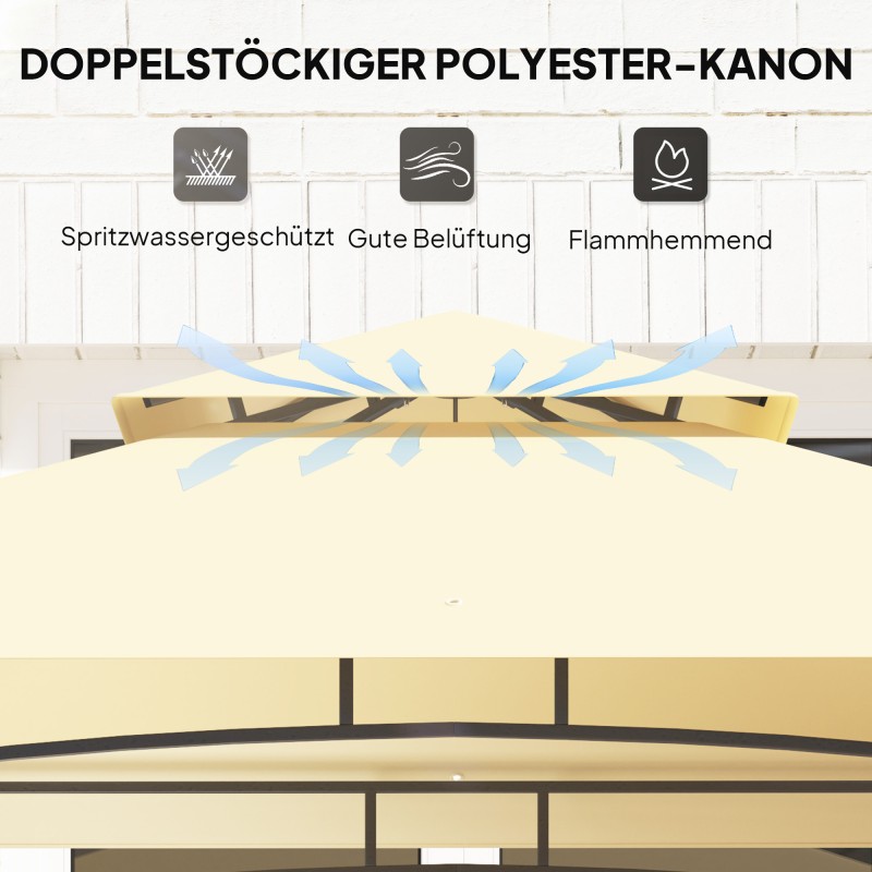 Grillikatos ulkokäyttöön LED-valaistuksella, teräs/polyesteri, 240 x 150 x 258 cm, beige