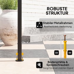 Grillikatos ulkokäyttöön LED-valaistuksella, teräs/polyesteri, 240 x 150 x 258 cm, beige