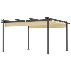 Säädettävä puutarhapergola ulkokäyttöön alumiinirunko 390 x 390 cm beige