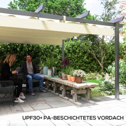 Säädettävä puutarhapergola ulkokäyttöön, alumiinirunko 390 x 390 cm, beige