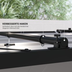 Pergola terassille 3x3 m vapaasti seisova metallirunko liukuva UV-suojattu katos harmaa