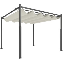 Pihapergola ulkokäyttöön metallirunko liukuva katos UPF30 3 x 3 m kermanvalkoinen