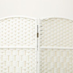 Tilanjakaja, neliosainen taittuva sermi, mäntyrunko ja polypropeenipunos, 180 x 180 cm, valkoinen