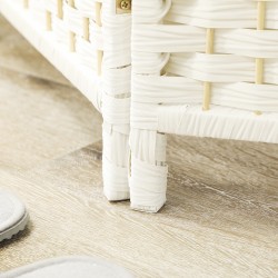 Tilanjakaja, neliosainen taittuva sermi, mäntyrunko ja polypropeenipunos, 180 x 180 cm, valkoinen