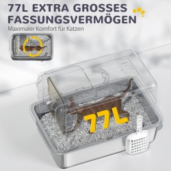 Kissanvessa ruostumattomasta teräksestä kannella ja suodattimella, max 6 kg, 40,5 x 60,5 x 41,5 cm, valkoinen/hopea