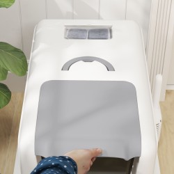 Kissanvessa ruostumattomasta teräksestä kannella ja suodattimella, max 6 kg, 40,5 x 60,5 x 41,5 cm, valkoinen/hopea