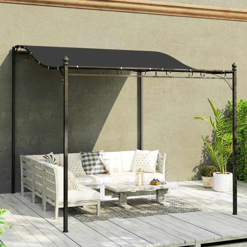 Seinään kiinnitettävä pergola terassille, metallirunko, 3 x 2,5 m, tummanharmaa