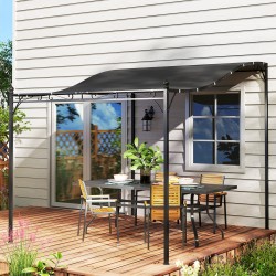 Seinään kiinnitettävä pergola terassille, metallirunko, 3 x 2,5 m, tummanharmaa