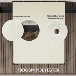 Seinään kiinnitettävä pergola metallirungolla 3 x 2,5 m, vettähylkivä katos, kermanvalkoinen