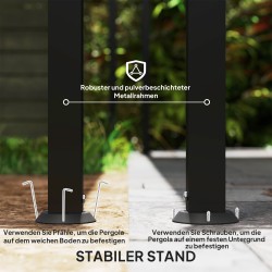 Seinään kiinnitettävä pergola metallirungolla 3 x 2,5 m, vettähylkivä katos, kermanvalkoinen