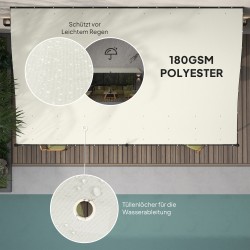 Pergola terassille, metallirunko ja vedenpitävä katos 3 x 5 m, cremevalkoinen