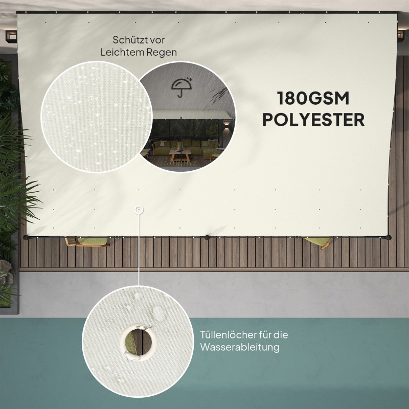 Pergola terassille, metallirunko ja vedenpitävä katos 3 x 5 m, cremevalkoinen