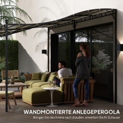 Pergola terassille, metallirunko ja vedenpitävä katos 3 x 5 m, cremevalkoinen