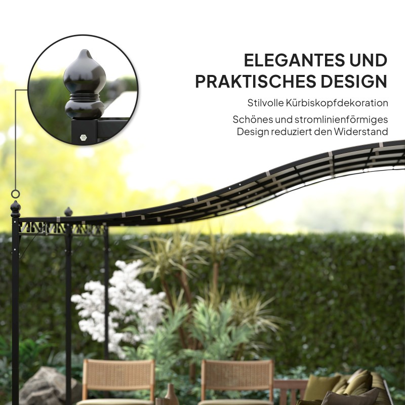 Pergola terassille, metallirunko ja vedenpitävä katos 3 x 5 m, cremevalkoinen