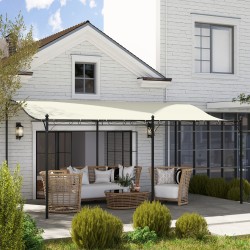 Pergola terassille, metallirunko ja vedenpitävä katos 3 x 5 m, cremevalkoinen