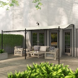 Pergola terassille, metallirunko ja vedenpitävä katos 3 x 5 m, cremevalkoinen
