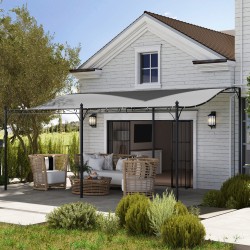 Seinään kiinnitettävä pergola metallirungolla 3 x 5 m, vedenpitävä katos, tummanharmaa