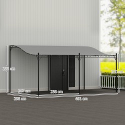 Seinään kiinnitettävä pergola metallirungolla 3 x 5 m, vedenpitävä katos, tummanharmaa